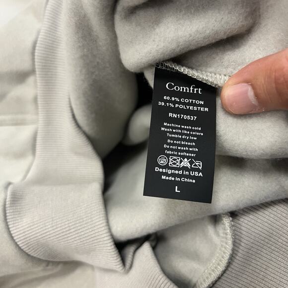 Comfrt Coordinate Hoodie Stone Gray Color Unisex Size Large - Picture 5 of 6